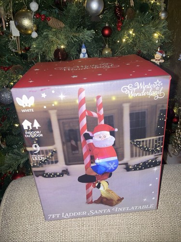 7ft ladder santa inflatable - 7ft,
